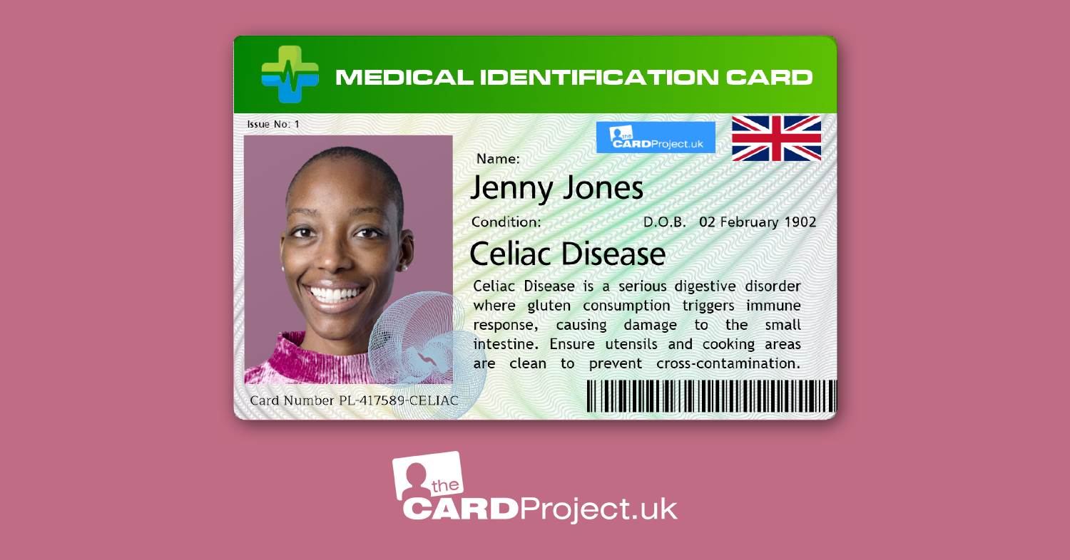 Celiac (Coeliac) Disease Premium Medical Photo ID Card  (FRONT)